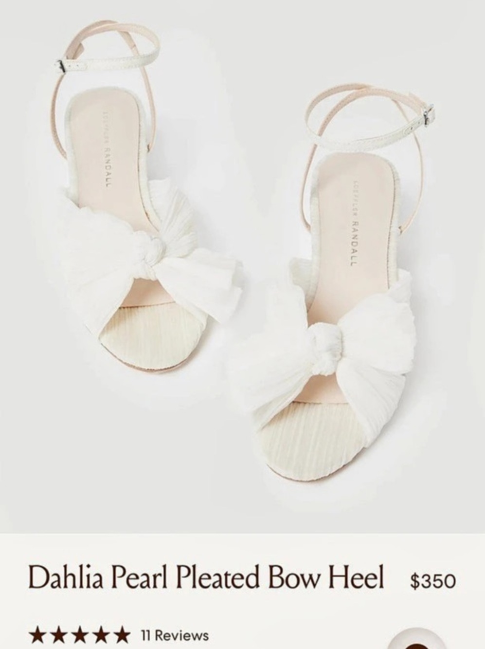 Loeffler Randall Dahlia Pearl Pleated Bow Heel Pearl Pleated Bow Heels in White
